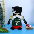 Nutcracker soldier Christmas gnome plush ornament with velvet hat and green uniform - Small Standing Cyan Soldier