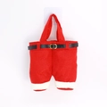 Christmas Santa pants gift bag made of red felt with white fur trim and belt detail - Small Bag / 23cm x 17cm