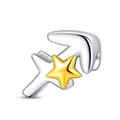 Detailed view of silver Sagittarius zodiac charm with a polished golden star for DIY jewelry - Sagittarius (PAC865-9)