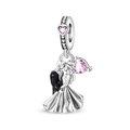 Detailed wedding charm featuring groom and bride with pink heart zircon stones - Partner Ball Pendant(PAC1887)