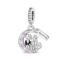 Detailed macro of wedding charm with bride and groom on a crescent moon pendant - Romantic Wedding Pendant(PAC1889)