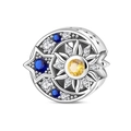 Detailed charm featuring crescent moon, radiant sun, and blue star with sparkling crystals - Starry Sky Bead