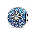 Detailed view of silver charm bead with 3D star and gradient blue gemstones - Starry Blue Glitter Style (PAC1712)