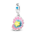 Dettaglio charm conchiglia in argento con stella marina e smalto colorato sfumato - Conchiglia Luminosa (PAC653)