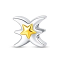 Ciondolo a stella in argento con stella dorata per bracciali e collane fai da te - Pesci (PAC865-12)