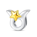 Silver Taurus constellation charm with a polished golden star for DIY jewelry - Taurus (PAC865-2)