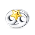 Silver Cancer zodiac charm with a golden star detail for DIY jewelry making - Cancer (PAC865-4)