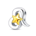 Two-tone star charm bead in gold and silver for DIY bracelets and necklaces - Leo (PAC865-5)