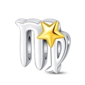 Silver Virgo zodiac charm with gold star accent for DIY bracelet and necklace - Virgo (PAC865-6)