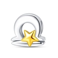 Two-tone silver and gold Libra zodiac charm bead for DIY charm bracelets and necklaces - Libra (PAC865-7)