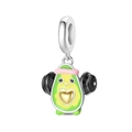 Detalle de abalorio aguacate fitness con cinta rosa y corazón para pulseras de charms - Colgante Aguacate Vida Fitness (PAC1635)