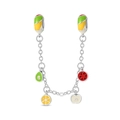 Dettaglio catena di sicurezza argento con ciondoli frutta in smalto colorato per gioielli - Catena di Sicurezza Temi di Frutta