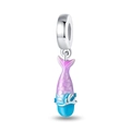 Charm a coda di sirena luminoso con smalto sfumato rosa e blu per bracciali fai-da-te - Perlina a Coda di Pesce Luminosa (PAC647)