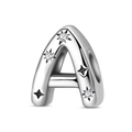 Detail of silver letter A charm with cubic zirconia stars for DIY bracelet jewelry - Letter A