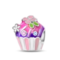 Detail of cupcake charm with colorful enamel and sparkling zircons for bead bracelets - Afternoon Tea - Dessert Bead (PAC1225)