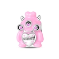 Pink monster charm bead with zircon eyes and silver heart for DIY bracelets - Pink Monster Bead (PAC1659)