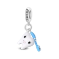 Detailed charm showing a smiling tooth and blue toothbrush with Smile engraving - Keep Healthy Tooth Pendant (PAC1946)