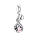 Silver infinity charm with LOVE heart, FOREVER engraving and colored zircon stones - Eternal Love Infinity Pendant (PAC1934)