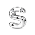 Macro detail of silver plated letter S charm with sparkling stones and star engravings - Letter S