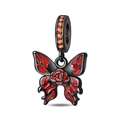 Detail van zwarte vlinderbedel met rode roos en oranje edelstenen voor armbanden - Rode Roos Zwarte Vlinder Hanger (PAC1994)