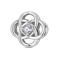 Detailed close-up of a silver intertwined Celtic knot charm with a central round zircon - Concentric Knot Bead (PAC2031)