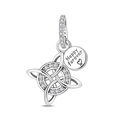 Detail of silver Celtic knot charm with zircon inlay and Happy Forever engraving - Romantic Freedom Eternal Pendant (PAC2034)