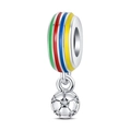 Detailed view of silver football charm with colorful enamel stripes and sparkling stones - Flag Fixed Buckle (PAC1124)