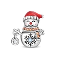 Detaillierte Nahaufnahme eines Schneemann-Anhängers mit rotem Emaille-Hut und Zirkonia - Schneemann Perle (PAC2015)