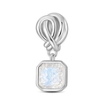 Detail of silver knot charm with octagonal moonstone pendant for DIY bracelets - Sweet Sugar Cube Bead (PAC2023)