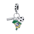 Detail of silver soccer charm with Brazil map and forever tag for DIY bracelets - Brazil Football Pendant