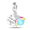 Detailed view of luminous firefly charm with Find your light engraving and enamel - Dreamy Luminous Firefly Charm Style (PAC531)