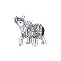 Detailed view of silver elephant charm bead with vintage embossed pattern for DIY bracelet - Elephant Style (OTC1014)