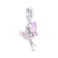 Exquisite flower fairy charm with purple enamel wings and pink gemstone for DIY jewelry - Pink Butterfly Fairy (PAC2121)