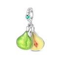 Abalorio de aguacate detallado con esmalte verde y detalle de gema verde brillante - Colgante de Perita Verde (PAC1636)