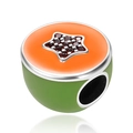 Abalorio de papaya de plata con esmalte verde y circones negros para pulseras - Charm de Cantalupo (PAC012)