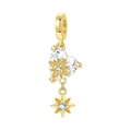 Detailed golden heart charm with faceted clear stone and north star pendant for bracelets - Heart Zirconia Octagram Tassel Pendant (OTC1340)