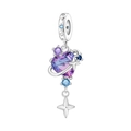Macro view of silver tarot star charm with gradient heart crystal for bracelets - Colorful Heart Satellite Pendant (OTC1612)