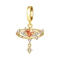 Detailed view of gold plated star charm with orange gemstone and pavé zircon stones - Planet Pendant (OTC1241)