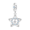 Detailed shot of an eight-pointed star charm pendant with blue and white zircon inlays - Star Pendant (OTC1682)