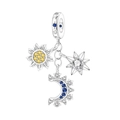 Celestial charm with sun moon and star pendants in silver-plated copper with zircons - Star Moon Sun Tassel Pendant (OTC1669)
