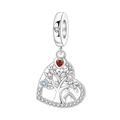 Détail du charm cœur en argent avec pierres colorées et motif arbre de vie - Pendentif Cœur Arbre de Vie Familial (OTC1438)