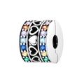 S925 silver charm bead featuring colorful zircons and hollow heart pattern for bracelets - Hollow Colorful Heart Style (KTC781)