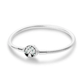 Silver snake chain bracelet featuring a tree of life clasp with green zircon stones - Tree of Life Style (KTB014) / Silver / 17cm