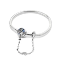 Silver S925 snake chain bracelet with starfish charm and blue zircon seashell detail - Ocean Starfish Shell Turtle Style (KTB018)