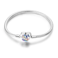 Bracciale a serpente in argento con chiusura a cuore unicorno e stelle smaltate - 17