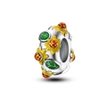 Charme de tournesol en argent avec pétales jaunes et feuilles vertes pour bracelets - Perle d'Espacement Tournesol