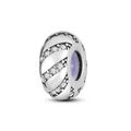 Silberne Perle mit lila Emaille und Spiral-Kristall-Inlay für DIY-Schmuck - Kanalfassung Abstandshalter Perle (KTC147)