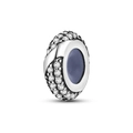 S925 versilberte Charm-Perle mit weißen Zirkonia und dunkelblauer Emaillierung - Pave-Fassung Volle Abstandshalter-Perle (KTC446)