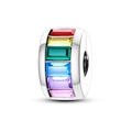 Versilberter Perlenanhänger mit bunten Kristallen für DIY-Schmuckarmbänder und Ketten - Quadratischer Bunter Fester Clip (KTC651)