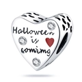 Heart-shaped Halloween bead with Halloween is coming text for DIY bracelets - Heart Pumpkin Charm